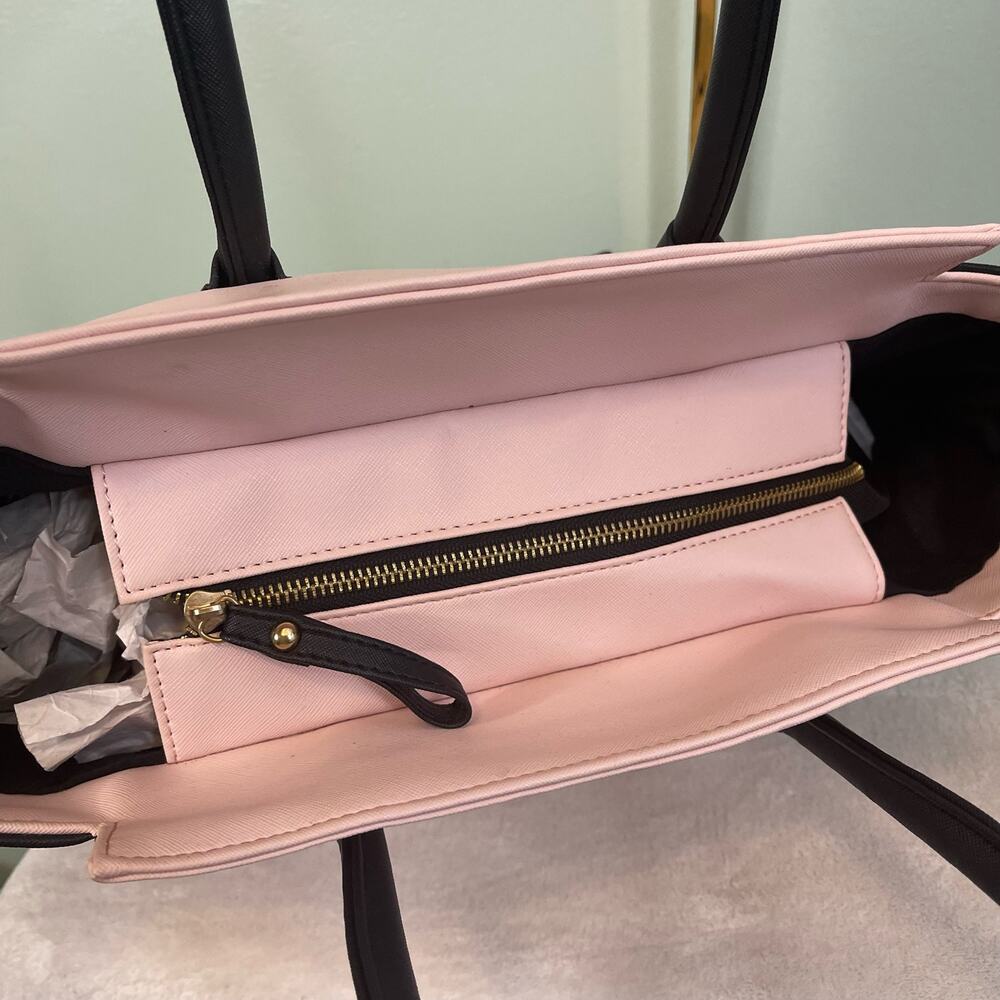 MAC DUGGAL Satchel Shoulder Handbag Womens Synthetic Convertible PVC Pink Black - Picture 6 of 12
